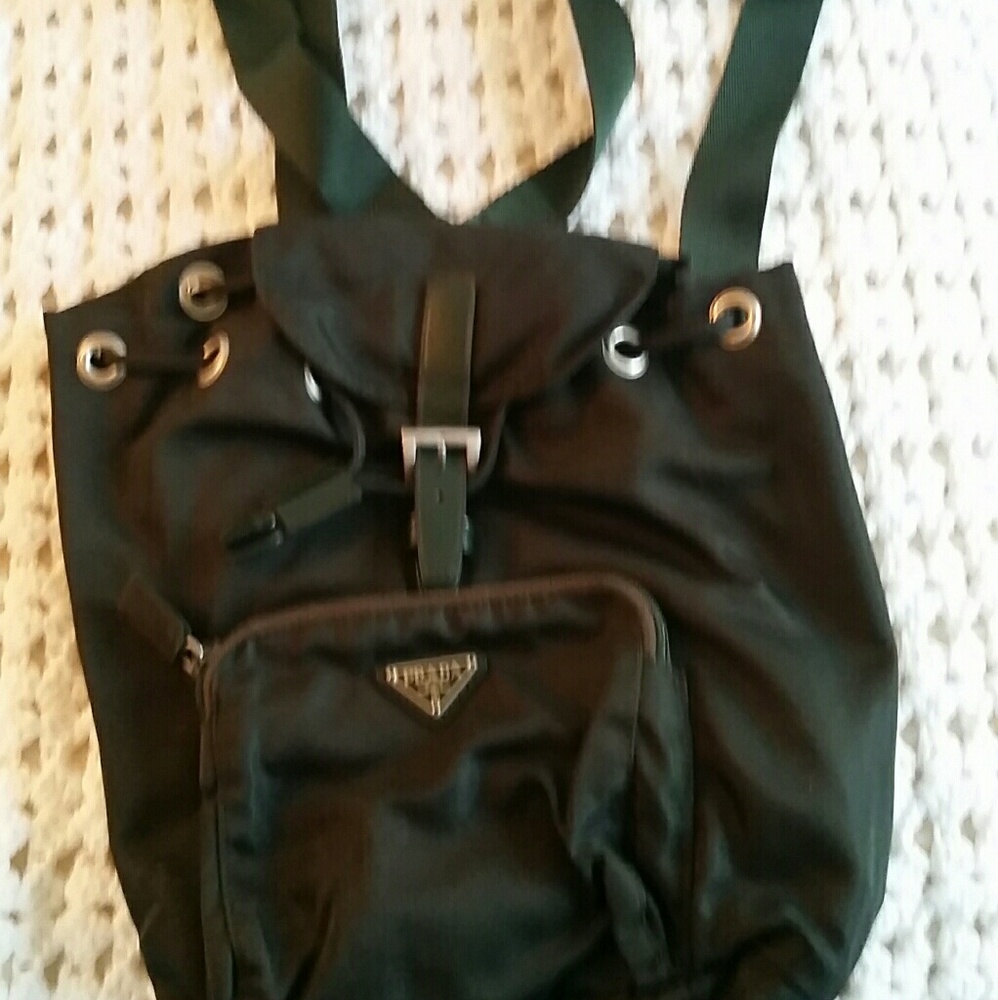 Prada green nylon backpack